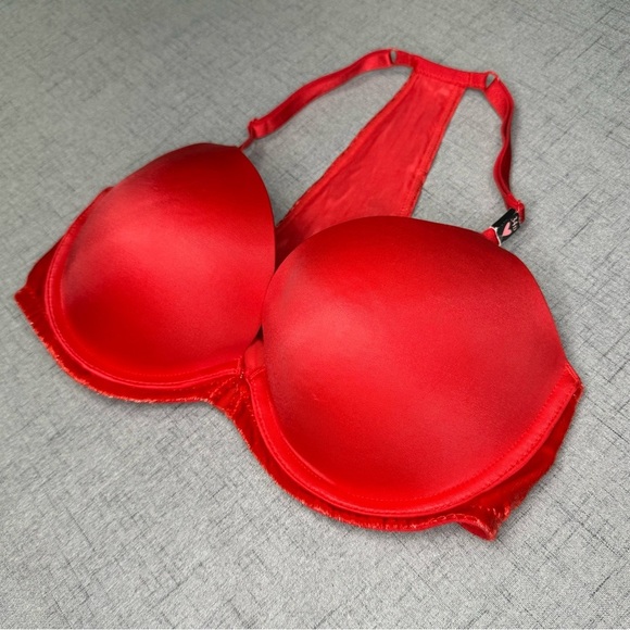 Victoria’s Secret Very Sexy Front Close Push Up Bra Red Velvet Trim Racerback - Picture 7 of 9